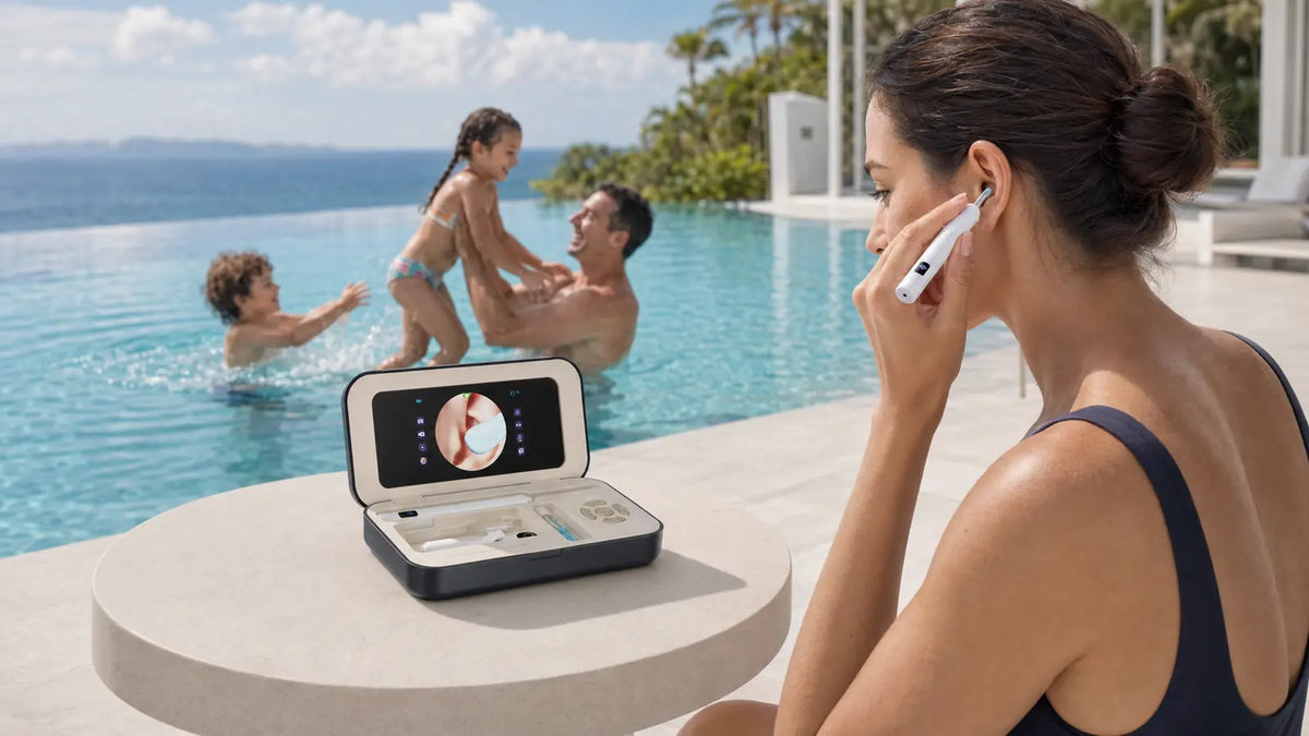 SOFBUNNY A03 built-in screen visual ear cleaner in a real-life home routine