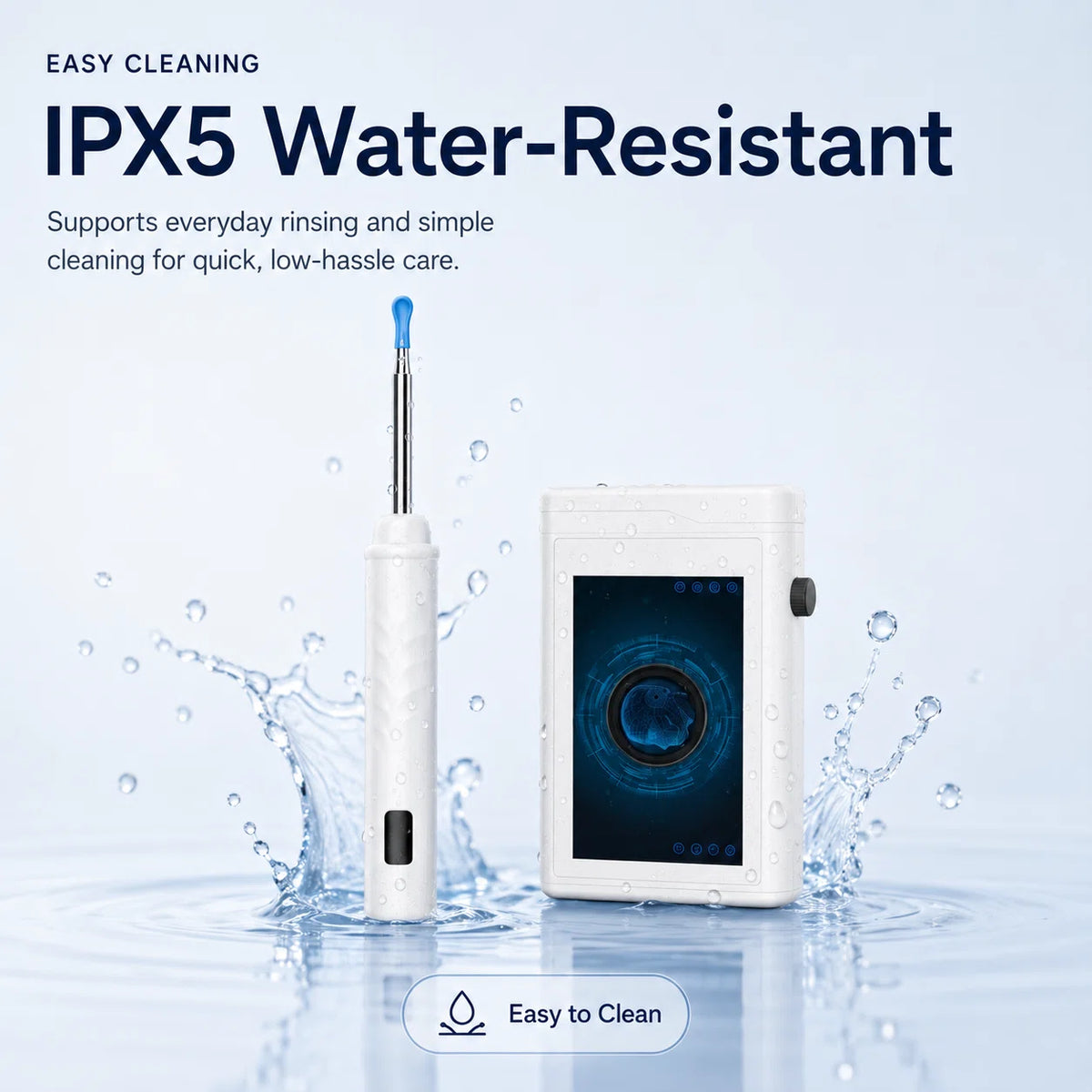 Sofbunny A07 visual ear care kit with IPX5 water-resistant design for easy cleaning
