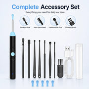 Sofbunny S2 visual ear cleaner with complete accessory set, silicone tips and Type-C charging cable