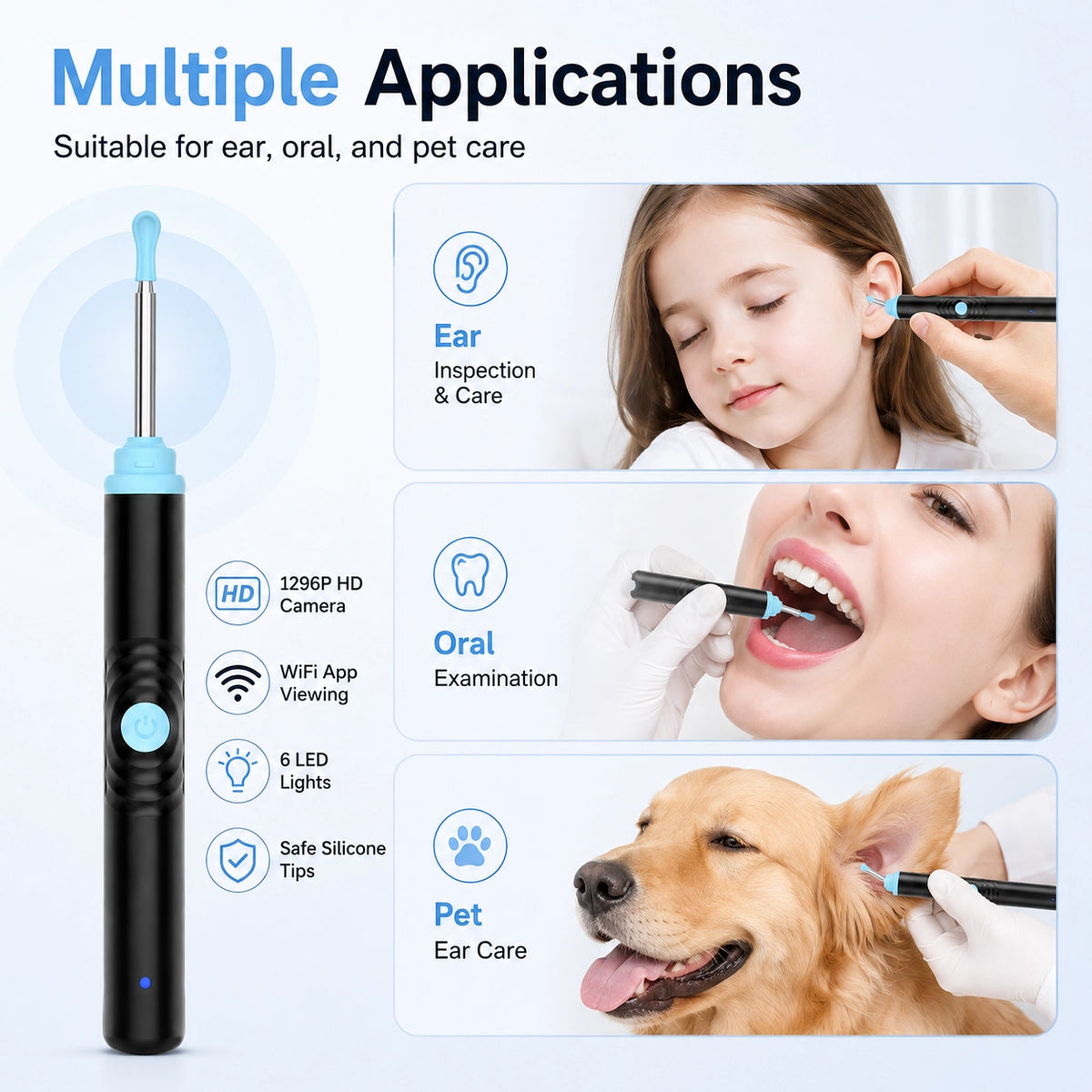 Sofbunny S2 visual ear cleaner for ear inspection, oral viewing and pet ear care